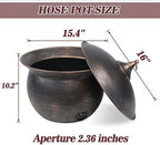 Metal Garden Hose Storage Pot,Vintage Copper Finish Hose Holder with Lid - Image 2