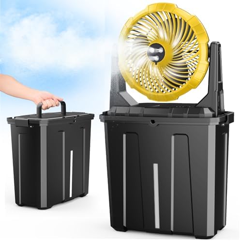 Ausic Portable Misting Fan, 9L 10-inch Outdoor Mist Fans for Outside Patios Cooling, 30000mAh Rechargeable Battery Fan with Water Box, 3 Strong Winds, 3 Spray Mister, Camping/Beach Summer Essentials by Ausic