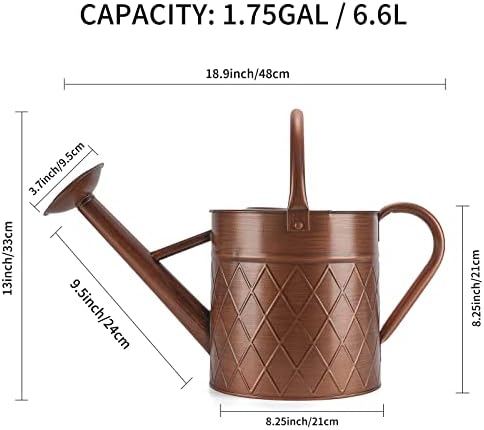 1.75 Gallon Outdoor Metal Watering Can for Garden Plants,Copper Color Watering Can with Removable Spray Spout, Ideal for Outdoor Use (Copper) - Image 6