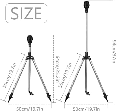 Rotating Tripod Sprinkler, 360 Degree Automatic Rotating Irrigation Watering Sprinklers, Telescoping Tripod Sprinkler for Large Area, Yard, Garden, Lawn, Household Automatic Irrigation System (1 PCS) - Image 2