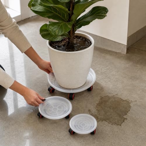 Plant Saucer, Plant Pot Moving Tray, 40.5cm Clear Plant Pot Base - Image 2