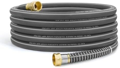 Flexible Rubber Garden Hose 50ft, 5/8" Hybrid Rubber Hose Heavy Duty by Wurzberge