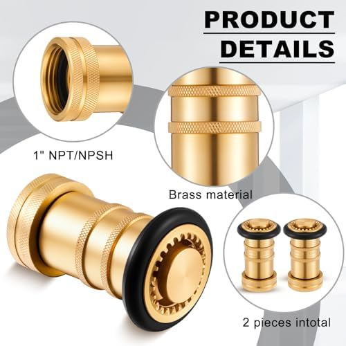 Shimeyao 2 Pcs 1" NPT/NPSH Fire Hose Nozzle Brass Fire Equipment Heavy Duty Industrial Spray Jet Fog - Image 3