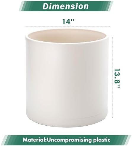 D'vine Dev Plastic Planter Pot with Saucer, 14 in, Oatmeal, 74-X-H-4 - Image 3