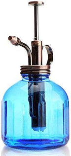 Plant Mister-Blue Glass Bottle & Brass Sprayer (Antique Copper) - Image 5