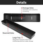 GREANER Rectangle Window Boxes, 6PCS 16x3.8 Inch Black Herb Planters with RemovableTray and Drainage Hole, Succulent Flowers Plastic Pot for Balcony, Office, Windowsill, Garden, Outdoor Decoration Use - Image 3