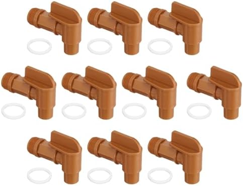 PATIKIL 2" Plastic Spigot Faucet, 10 Packs Barrel Faucet Durable Polyethylene Material Replacement Spigot for 15/30/50 Gallon Plastic & Steel Drum, Brown by PATIKIL