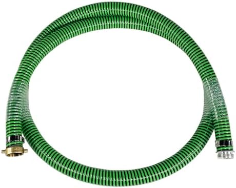 Gloxco Heavy Duty EPDM All Weather Suction Hose Assembly, Black Tube, Lime Green Helix, 1-1/2" Inside Diameter with Male x Female NPSM Pinlug Fittings Installed, 10 ft Length - Image 2
