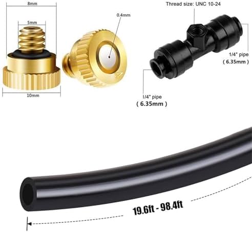 Outdoor Mister System with Pump Spray Mist Cooling Set, Micro Spray Misting Drip Kit with Garden Hose + Mist Nozzles+ Mist Seat+ End Plug, Fog Cooling for Backyard, Garden, Greenhouse, Umbrella ( Size - Image 3