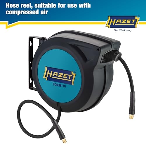HAZET Hose Reel 9040N-10 I Hose Length: 15 Meters/49.21 Feet, Hose Inner Diameter: 0.39 Inches/10mm, Max. Pressure: 290 Psi for Compressed Air and Water I For Clean Winding of Hoses - Image 2