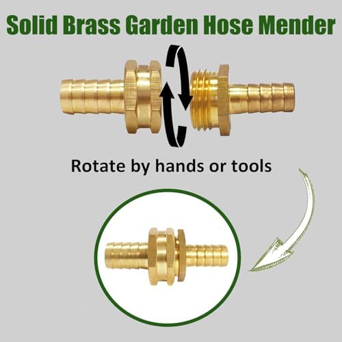Garden Solid brass Hose Repair Connector with Clamps,Fit for Garden Hose Fitting, Male and Female Hose Fittings 10 Set (1/2-10 Set) - Image 3