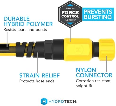 HydroTech Super-Lite Hybrid Polymer Garden Hose 5/8 in x 100 ft, Yellow - Image 2