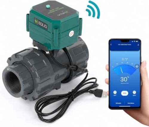 U.S. Solid 1-1/2" Smart WiFi UPVC Motorized Ball Valve, Automatic Water Shutoff, App Remote Control with Real-Time Status Feedback, IP65 Water-Resistant, 5V DC USB Powered - Image 2