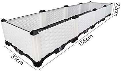 Hershii Plastic Rectangular Raised Garden Bed Indoor Outdoor Planter Box Kit Container for Growing Vegetables, Plants, Herbs, Flowers & Succulents - White - 61.41 X 15.35 X 8.66 Inches - Image 2