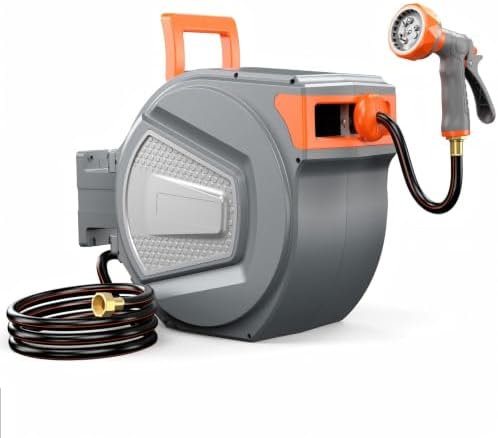 OLIXIS Retractable Garden Hose Reel, 1/2'' x 78 ft Water Hose with Nozzle by OLIXIS