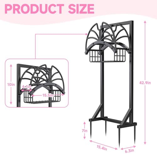 Garden Water Hose Holder Freestanding with Storage Basket for Outside - Image 6