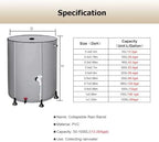 13-264 Gal Collapsible PVC Rain Barrels to Collect Rainwater from Gutter, Portable Rain Water Collection System Catcher Container Storage Tank with Spigot(White,0.6x0.7m/200L/52.8gal) - Image 2