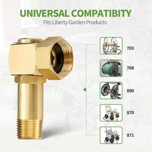 Brass Garden Hose Swivel Elbow Connector, Hose Reel Replacement Adapter Kit - Image 4