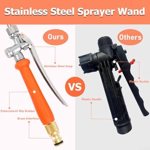 Extendable Spray Wand 44 Inch Stainless Steel Spray Rod with Brass Barb Connector, Retractable Sprayer Wand, Adjustable Nozzle for Garden Hose, Car Wash, Roof Cleaning - Image 3
