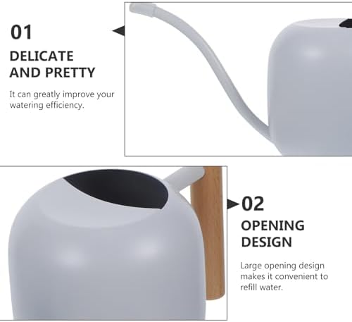 Capacity Metal Watering Can with Ergonomic Wooden Handle and Long Spout for Indoor and Outdoor Plants Stainless Steel Watering Pot for Flowers and Houseplants - Image 5