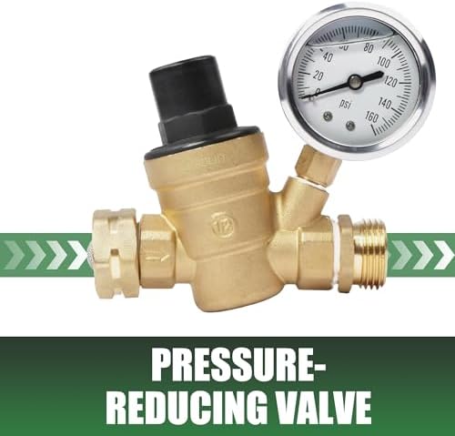 U.S. Solid 3/4 in GHT RV Water Pressure Regulator, Screwdriver-Adjustable Lead-Free Brass Valve with 0-160 psi Gauge and Inlet Filter, for RV Camper Trailer and Garden Hose - Image 6
