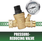 U.S. Solid 3/4 in GHT RV Water Pressure Regulator, Screwdriver-Adjustable Lead-Free Brass Valve with 0-160 psi Gauge and Inlet Filter, for RV Camper Trailer and Garden Hose - Image 6