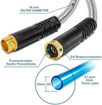 Metal Garden Hose 100 ft x 5/8 in OD with 10 Pattern Sprayer Nozzle, Stainless Steel Water Hose, Non Expandable Flexible Kink Resistant Heavy Duty Hose for Yard, Car Washing and Pet Bath - Image 4