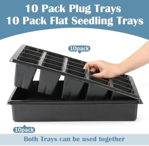 RooTrimmer 10 Pack 2.5 inch Square Pots 3.5 inch Deep 20 Cell Seedling Plug Trays with Water Collection Nursery Trays (15"x11"x3") for Seeds Starting and Transplanting - Image 3