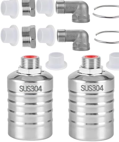 Danbark Stainless Steel Float Valve, Automatic Water Level Control with Mounting Bracket, Auto Shut Off for Livestock Troughs, Pools (2 Pack) by Unknown