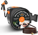 Retractable Garden Hose Reel, 65 ft x 1/2", Wall Mounted, 10-Pattern Nozzle by Hongmai