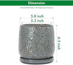 D'vine Dev Embossed Leaves Ceramic Planter, 6 in, Graphite Blue, 27-A-X-9 - Image 3
