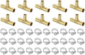 uxcell 10pcs Brass Tee Barb Fittings, 3-Ways Tee 5/8" x 1/2" x 5/8" Barbed Hose Reducer, Tee Brass Barb Fitting Reducer with 30pcs Hose Clamps for Water Fuel Air by uxcell