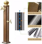 Outdoor Retro Post Faucet Freestanding Garden Hose Holder with Faucet & Spray Gun, Floor Mounted Water Tap Anti-Freezing Faucet Post for Garde(85cm/33.5in) - Image 4