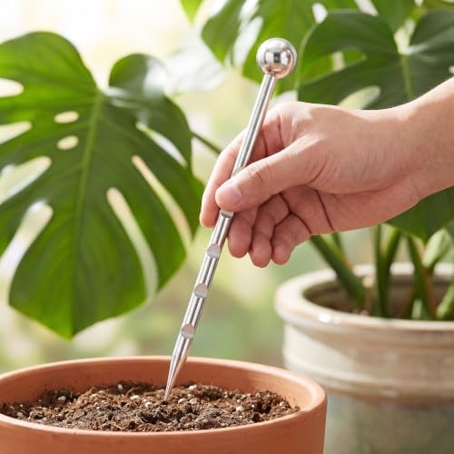 Lurrose Soil Probe, Stainless Steel Sampler Rod Plant Moisture Monitor 9" - Image 5