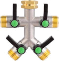 Hose Splitter 4 Way, Heavy Duty Brass Garden Faucet Splitter Long Handle by AotoParts