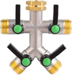 Hose Splitter 4 Way, Heavy Duty Brass Garden Faucet Splitter Long Handle by AotoParts