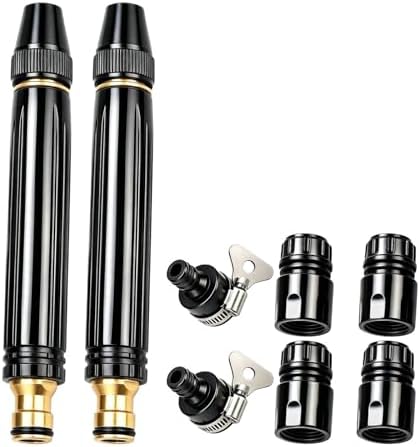 Home High Pressure Hose Nozzle Car Wash Water Gun, with 360°Adjustable 3-Mode Spray,Duty Metal Garden Hose Nozzle with Leak Proof Brass Connector for Car Wash, Lawn, Patio Cleaning(2PCS) by Unknown