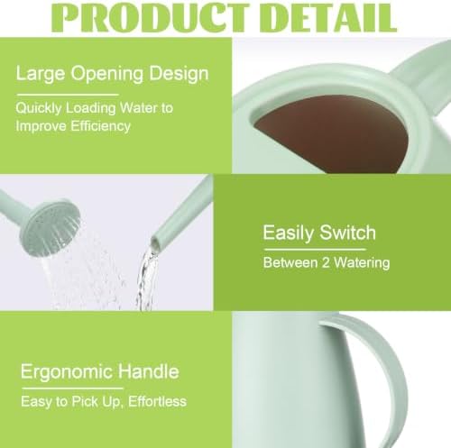 8 Pack Watering Can for Indoor Plants, 1.8L/60oz Small Plastic Water Cans with Long Spout, Lightweight Pitcher for House Plants, Garden Flowers, Mint Green - Image 3