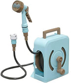 Hose Reel Cart Water Hose Cart Reel Compact Garden Hose Organizer, Portable Retractable Hose Reel, Household Car Wash Tool with Water Gun, for Backyard (Blue Hose Cart+15m Pipe) by Unknown