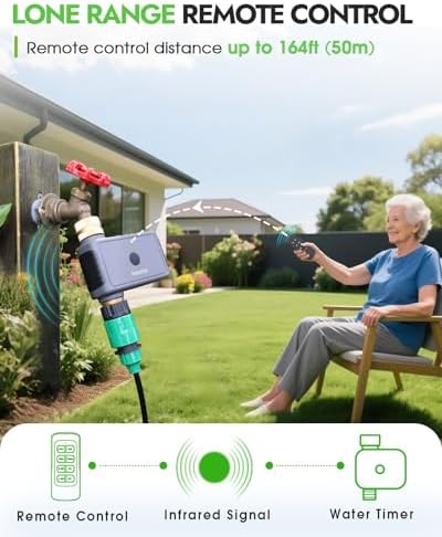 Insoma Remote Control Sprinkler Timer with Brass Inlet & Outlet, Garden Hose Timer Turns Water Off Automatically, Up to 120 Minutes of Run Time, for Faucet, Lawn, Drip, Soaker Hose, IP55 Waterproof - Image 4