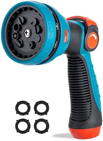 Watering Hose Nozzle Sprayer Heavy-Duty Metal 10-Pattern for Garden Lawn by KOFOJN