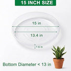 RooTrimmer 10 Pack 15 Inch Clear Plant Saucers, Thick Plastic Drip Trays - Image 2
