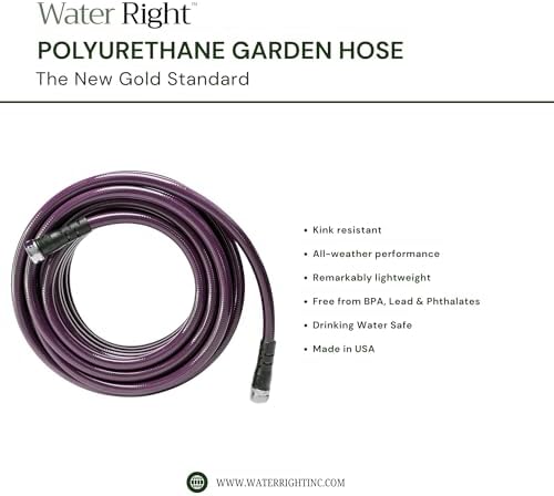 Water Right Polyurethane Garden Hose, 50 Ft, Non-toxic, 1/2” ID, Eggplant - Image 3