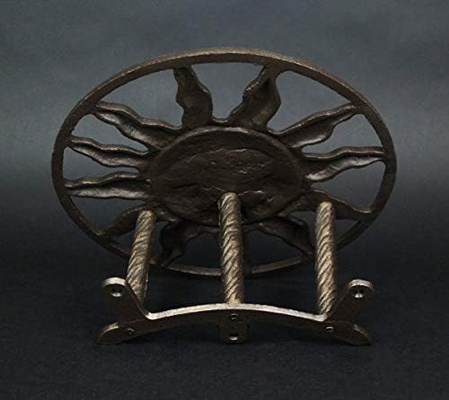 Zeckos Sun Face Garden Hose Holder, 12 Inch Diameter Bronze Cast Iron - Image 5