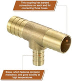 uxcell 5pcs Brass Tee Barb Fittings, 3-Ways Tee 3/4" x 1/2" x 3/4" Barbed Hose Reducer, Tee Brass Barb Fitting Reducer with 15pcs Hose Clamps for Water Fuel Air - Image 4