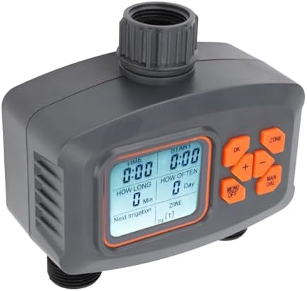 2 Outlet Hose Watering Timer, 2 Outlet Sprinkler Timer , Water 2 Zone Sprinkler with Rain Sensor Automatic Irrigation Controller with G3/4 Male to G1/2 Female - Image 7
