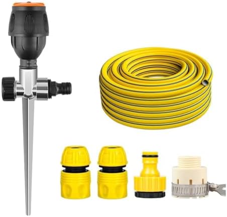 Automatic Lawn Water Sprinkler 360 Rotating Sprinkler Ground Plug Garden Sprinkler with Tube,360 Degree Rotating Sprinkler System, Leak Free Design, Hose Easy to Connect wyqdp240312(Color:,Size:25M) by Unknown