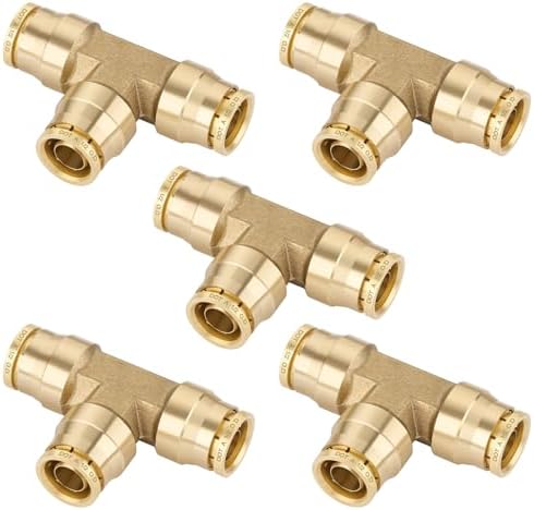 1/2" Brass Union Tee, DOT Approved 3-Way Air Line Connector 5PCS by BOERAY
