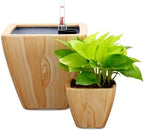 Self-Watering Square Planters, 2-Pack, 10 Inch, Light Brown by Noeko