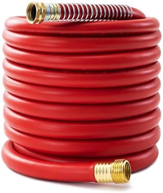 5/8" Garden Hose 50ft, -40℉ To 190℉ Hot/Cold Rubber hose, Red by BLENDLITETools